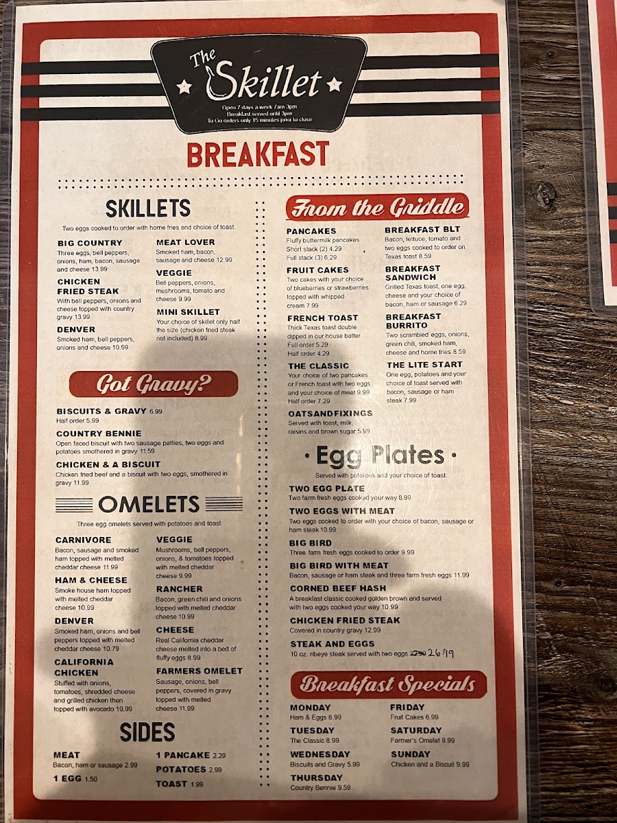 Menu The Skillet Cafe'-1